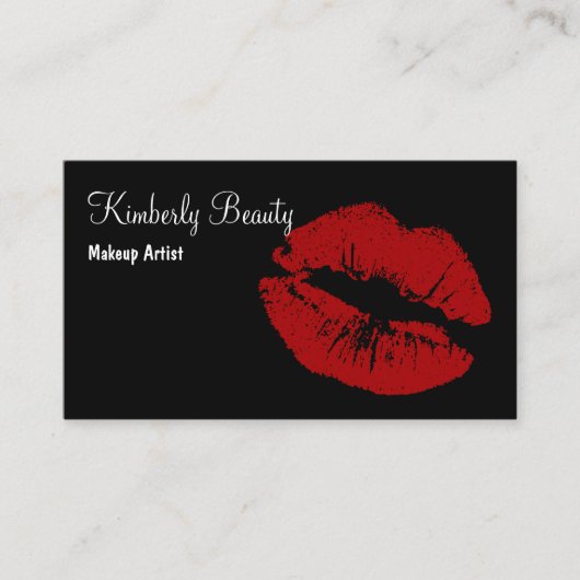 メイクアップアーティストアポイントメントカード赤い唇 名刺 (正面)