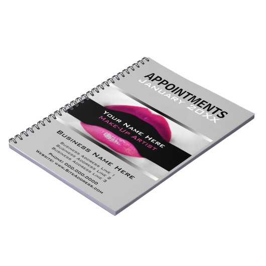 メイクアップアーティストアポイントメントスケジュールノートブック ノートブック (左側)