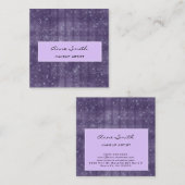 メイクアップアーティストアメジストグリッターダイヤモンドスパークル スクエア名刺 (正面/裏面)