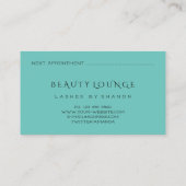 メイクアップアーティストイベントまばたき美しいティール（緑がかった色）グレーアイズ 予約カード (裏面)