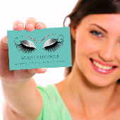 メイクアップアーティストイベントまばたき美しいティール(緑がかった色)グレーアイズ 予約カード