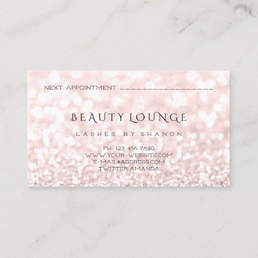 メイクアップアーティストイベントまばたき美しいピンクグレー赤面 予約カード (裏面)