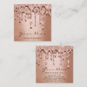 メイクアップアーティストイベントグリッター3Dシルバーグレーバラ スクエア名刺 (正面/裏面)