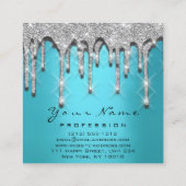 メイクアップアーティストイベントグリッター3Dシルバーブルー海 スクエア名刺 (裏面)