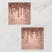 メイクアップアーティストイベントグリッター3Dドリップスバラ金ゴールド スクエア名刺 (正面/裏面)