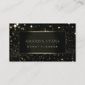 メイクアップアーティストイベントブラックフレーム金ゴールドスパークセピア 名刺 (正面)