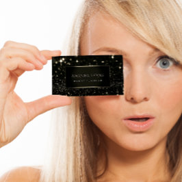 メイクアップアーティストイベントブラックフレーム金ゴールドスパークセピア 名刺