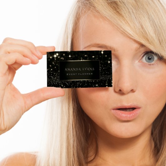 メイクアップアーティストイベントブラックフレーム金ゴールドスパークセピア 名刺