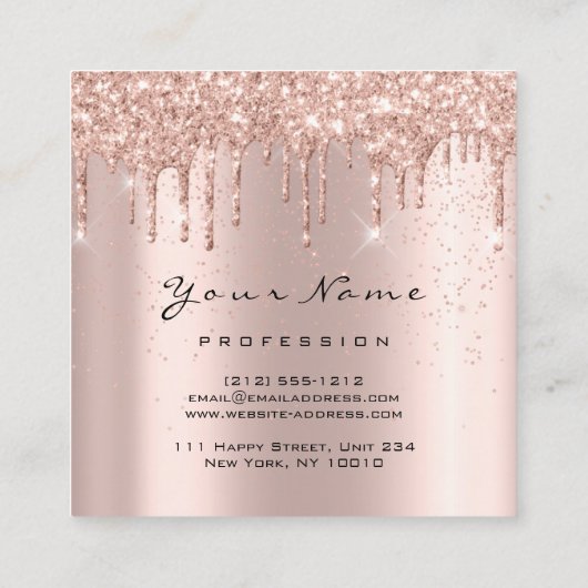 メイクアップアーティストイベントプランナーグリッターまつ毛スクエア スクエア名刺 (裏面)