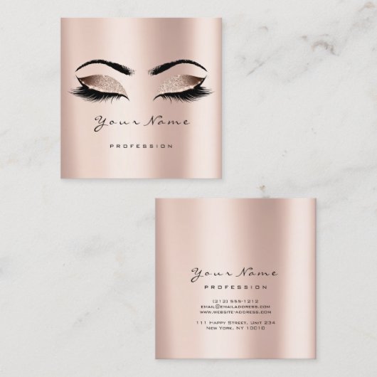 メイクアップアーティストイベントプランナーグリッターアイズラッシュ スクエア名刺 (正面/裏面)