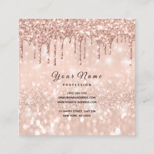 メイクアップアーティストイベントプランナーグリッタースパークバラ1 スクエア名刺 (裏面)