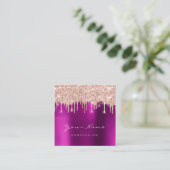 メイクアップアーティストイベントプランナーグリッタースパークピンク スクエア名刺 (スタンド正面)