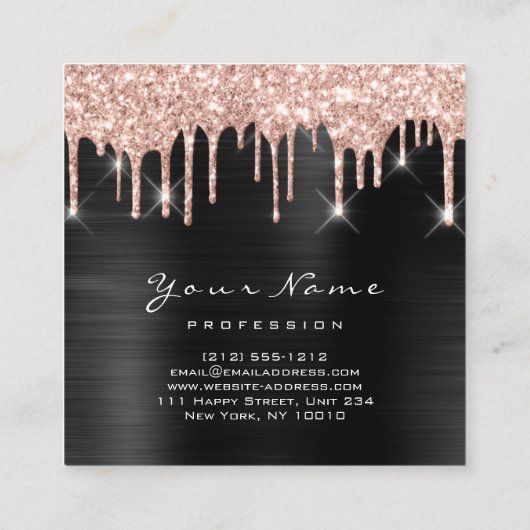 メイクアップアーティストイベントプランナーグリッタースパークユニーク スクエア名刺 (裏面)