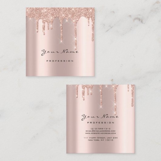 メイクアップアーティストイベントプランナーグリッタースパークリスクエア スクエア名刺 (正面/裏面)