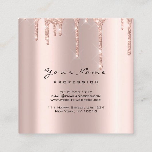 メイクアップアーティストイベントプランナーグリッタースパークリスクエア スクエア名刺 (裏面)