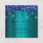 メイクアップアーティストイベントプランナーグリッターネイビーティール（緑がかった色） スクエア名刺 (裏面)