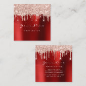 メイクアップアーティストイベントプランナーグリッターバラレッドイベント スクエア名刺 (正面/裏面)