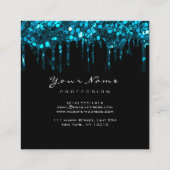 メイクアップアーティストイベントプランナーグリッターブラックブルー スクエア名刺 (裏面)