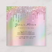 メイクアップアーティストイベントプランナーグリッターホログラフィック スクエア名刺 (裏面)