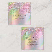 メイクアップアーティストイベントプランナーグリッターホログラフィック スクエア名刺 (正面/裏面)