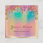 メイクアップアーティストイベントプランナーグリッター自筆証書 スクエア名刺 (正面)