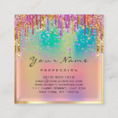 メイクアップアーティストイベントプランナーグリッター自筆証書 スクエア名刺 (裏面)