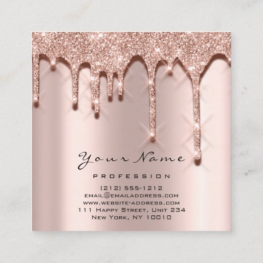 メイクアップアーティストイベントプランナーグリッター3Dエフェクト スクエア名刺 (裏面)