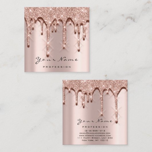 メイクアップアーティストイベントプランナーグリッター3Dエフェクト スクエア名刺 (正面/裏面)