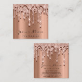 メイクアップアーティストイベントプランナーグリッター3D銅 スクエア名刺 (正面/裏面)