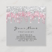 メイクアップアーティストイベントプランナーグレーピンクグレー スクエア名刺 (裏面)