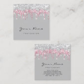 メイクアップアーティストイベントプランナーグレーピンクグレー スクエア名刺 (正面/裏面)