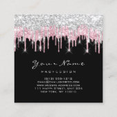 メイクアップアーティストイベントプランナーグレーピンクブラック スクエア名刺 (裏面)