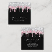 メイクアップアーティストイベントプランナーグレーピンクブラック スクエア名刺 (正面/裏面)