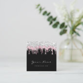 メイクアップアーティストイベントプランナーグレーピンクブラック スクエア名刺 (スタンド正面)