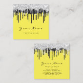 メイクアップアーティストイベントプランナーグレーブラックイエロー スクエア名刺 (正面/裏面)