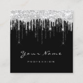 メイクアップアーティストイベントプランナーグレーブラックドリップ スクエア名刺 (正面)