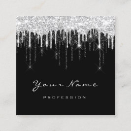 メイクアップアーティストイベントプランナーグレーブラックドリップ スクエア名刺