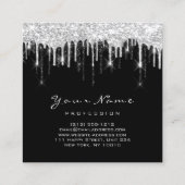 メイクアップアーティストイベントプランナーグレーブラックドリップ スクエア名刺 (裏面)