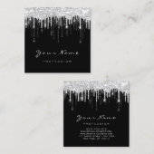 メイクアップアーティストイベントプランナーグレーブラックドリップ スクエア名刺 (正面/裏面)
