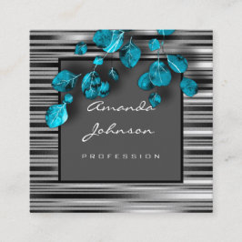 メイクアップアーティストイベントプランナーコンサルティングフレームティール（緑がかった色） スクエア名刺