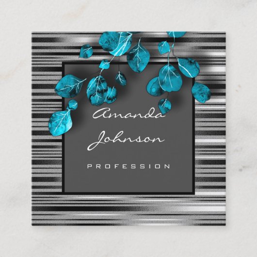 メイクアップアーティストイベントプランナーコンサルティングフレームティール(緑がかった色) スクエア名刺 (正面)