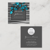 メイクアップアーティストイベントプランナーコンサルティングフレームティール(緑がかった色) スクエア名刺 (正面/裏面)