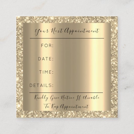 メイクアップアーティストイベントプランナーシャンパーニュ金ゴールドドリップ 予約カード (裏面)