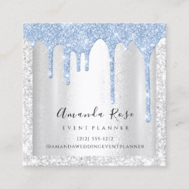 メイクアップアーティストイベントプランナーシルバーグレードリップスブルー 予約カード