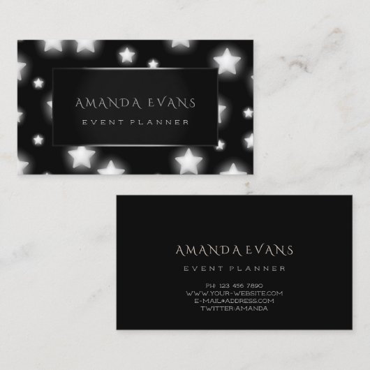 メイクアップアーティストイベントプランナーブラックシルバースターズ 名刺 (正面/裏面)
