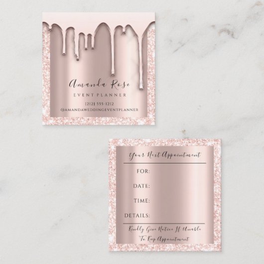 メイクアップアーティストイベントプランナーブラックピンクドリップスVIp 予約カード (正面/裏面)