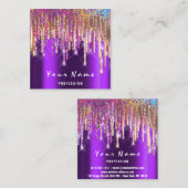 メイクアップアーティストイベントプランナーホログラフィレインボードリップ スクエア名刺 (正面/裏面)