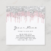 メイクアップアーティストイベントプランナーホワイトピンクドリップ スクエア名刺 (裏面)