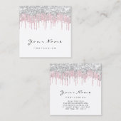 メイクアップアーティストイベントプランナーホワイトピンクドリップ スクエア名刺 (正面/裏面)