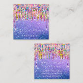 メイクアップアーティストイベントプランナー自筆証書グリッターピンク スクエア名刺 (正面/裏面)